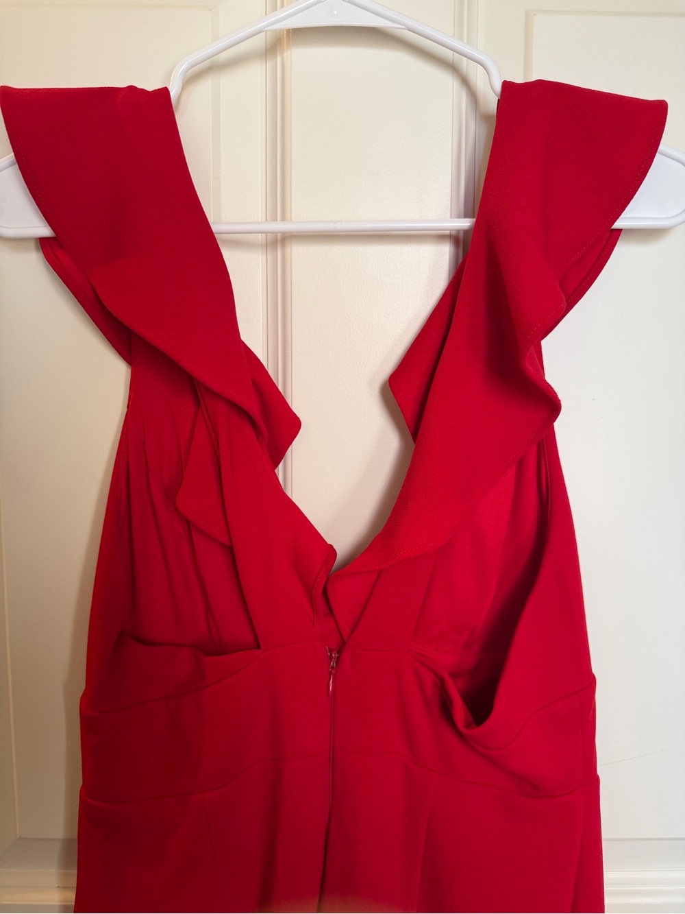 Lulu's Red Ruffle-Shoulder V-Neck Maxi Dress - Picture 5 of 6